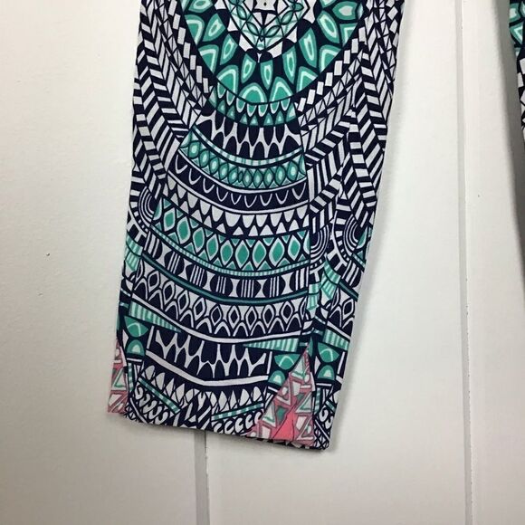 Mustard Seed Tribal Blue Pink Pleated Zip Pant S‎ - Picture 4 of 8